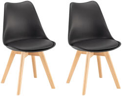 Leziter Scaun de dining Silla 2 piese în negru (DA232AB_2)