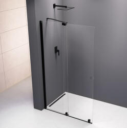 POLYSAN Modular Shower transzparent üveg tolóajtó fix résszel 140 cm, matt fekete MS5-140B (MS5-140B)
