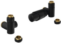  Sapho Bruckner Wicher Eck Combi csatlakozókészlet termosztátos szeleppel, matt fekete 600.321. 6 (600.321.6)