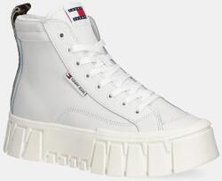 Tommy Hilfiger bőr sportcipő TJW VULC FLATFORM LEOPARD bézs, EN0EN02858 - fehér Női 37