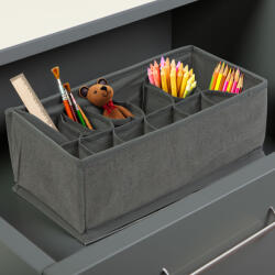 Bewello Szövet tárolódoboz - 32 x 16 x 11 cm - 12 zseb - szürke (BW2079) - platinashop