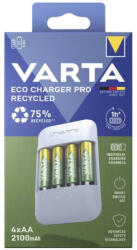 VARTA 57683 ECO Pro Recycled elemtöltő+4db 2100mAh HR6 ceruza akkumulátor AA tölthető elem (Varta-57683-2100)