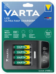 VARTA 57685 15 perces gyors elemtöltő+4db 2100mAh HR6 ceruza akkumulátor AA tölthető elem (Varta-57685)