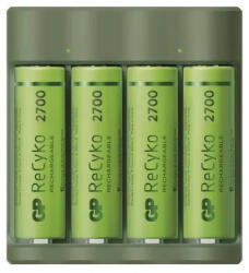 GP B52427U B421 Everyday USB fali csatlakozós elemtöltő+4db 2600mAh HR6 ReCyko ceruza akkumulátor AA tölthető elem (GP-B52427U)