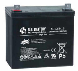 BB Battery B. B. Battery 12V 55Ah MPL55-12 Highrate / Longlife zárt ólomsavas zselés akkumulátor (BB-Battery-MPL55-12)