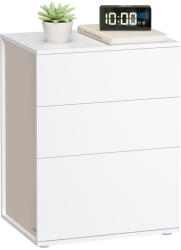 VASAGLE Éjjeliszekrény, 3 fiókkal, fehér és bézs (LET778W01)