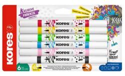 Kores Dekormarker készlet 6db-os akril, 1-2 mm, kétvégű, KORES K-Kreative, szinte mindenre jó (23061.21)