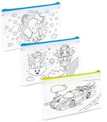  Színezhető tolltartó - 4 filccel - 21 x 12 cm - 3 féle (57319A)