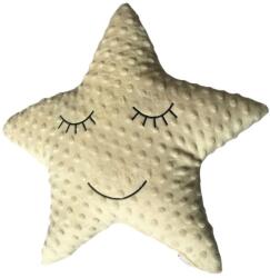  Hímzett minky díszpárna - Bézs csillag