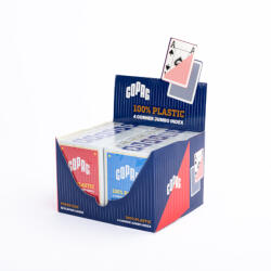 Copag póker kártya Jumbo index 4 100% plasztik 1 karton (12 csomag, 6db piros és 6db kék hátlapos, 4 db Jumbo indexel)