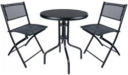 Brius Set mobilier gradina Sersimo Oneiro, 2 scaune pliabile, 1 masa, negru (GO-O15A)