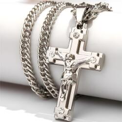 HARAHU CR-38721 Nyaklánc Kereszttel - Ezüst / 60cm KP38721