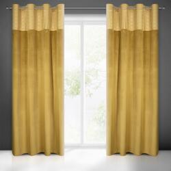 Takoy Bársony sötétítő függöny ELEN felső részén díszcsíkkal finom arany geometriai mintával 140 x 250 cm