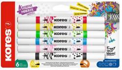Kores Dekormarker készlet, akril, 1-2 mm, kétvégű, KORES " K-Kreative", 6 különbözõ szín (6 db) (IK23061)