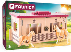 Woodyland Faunica: Set de joacă grajd de cai din lemn cu 3 figurine - Woodyland (96042) Figurina