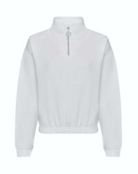 Just Hoods Női 1/4 cipzáras galléros pulóver AWJH037, Arctic White-M (awjh037awh-m)