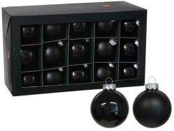  Üveg karácsonyfadísz gömb, fekete színű matt és fényes, 5, 7cm, 30db