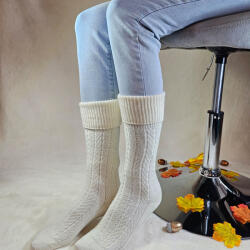 Aura Via Női visszahajtós gyapjú zokni - anyagában mintás Ecru, 35-38 100252