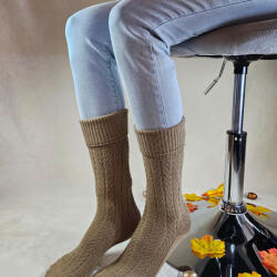 Aura Via Női visszahajtós gyapjú zokni - anyagában mintás Mogyoró, 38-41 100251