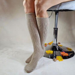 Aura Via Női gyapjú térdzokni - anyagában mintás Drapp, 38-41 100235