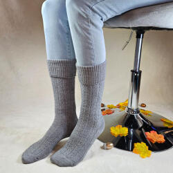 Aura Via Női visszahajtós gyapjú zokni - anyagában mintás Világos szürke, 35-38 100258