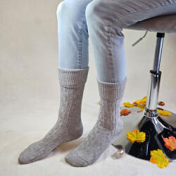 Aura Via Női visszahajtós gyapjú zokni - anyagában mintás Világos szürke, 38-41 100276