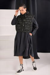 H-4 Set rochie neagra oversize cu guler tip camasa si vesta matlasata 36