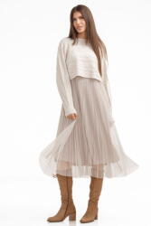 U See Rochie suprapusa din tulle cu bulinute cu puloveras cu model, bej deschis Talie unica