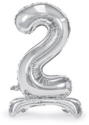 Partydeco Talpas számos lufi 27" (70cm) fólia szám, számjegy, 2 csak levegővel tölthető, Ezüst (LUFI900574)