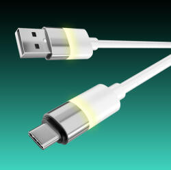 AVAX CB313 GLOWY 18W USB-A - USB-C gyorstöltő kábel 2m, fehér (CB313)