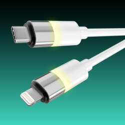 AVAX CB315 GLOWY 27W USB-C - Lightning gyorstöltő kábel 2m, fehér (CB315)