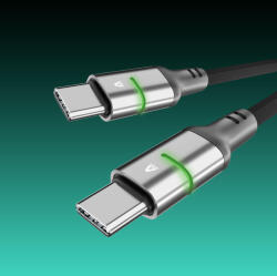 AVAX CB632 STEELY LED 60W USB-C gyorstöltő kábel, fonott, 1m, fekete (CB632)