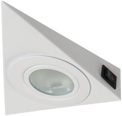 Kanlux G4, 130x130 mm, fehér színű, acél házas, háromszög alakú bútorvilágító spot lámpatest, ZEPO - kapcsolóval felszerelt (36633)