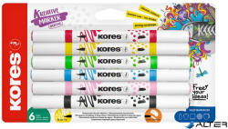 Kores Dekormarker készlet, akril, 1-2 mm, kétvégű, KORES " K-Kreative", 6 különböző szín (23061.21) - alter