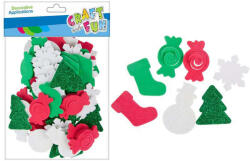 STARPAK Dekorgumi, öntapadós, karácsonyi formák, 80 db-os, piros-fehér-zöld formák (STK-463720) - mesescuccok