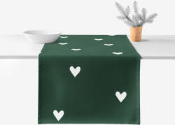 Goldea pamut asztali futó - szívecskék, sötétzöld alapon 35x160 cm