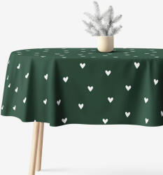 Goldea ovális pamut terítő - szívecskék, sötétzöld alapon 120 x 200 cm