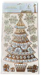  Karácsonyi ablakmatrica arany ezüst fenyőfa hópelyhek 24×41 cm (1218779)