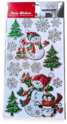  Karácsonyi ablakmatrica színes hóember pingvin hópelyhek 24×41 cm (1207933)