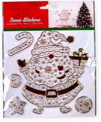  Karácsonyi ablakmatrica - Arany mikulás ajándékokkal és díszekkel 18x23cm (1231174)