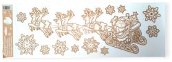  Karácsonyi ablakmatrica - Bronz csillogó rénszarvas szánnal és hópelyhekkel 20x60cm (1217137)