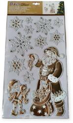  Karácsonyi ablakdekor Mikulás és hópelyhek mintával - bézs-fehér 24×41 cm (1245099)