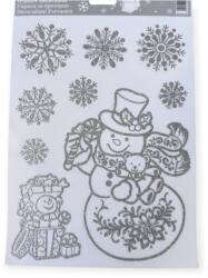  Karácsonyi ablakmatrica hóember csillogó ezüst 30×20 cm (1228503)