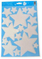  Karácsonyi ablakmatrica csillogó fehér csillagok 20×30 cm (1198293)