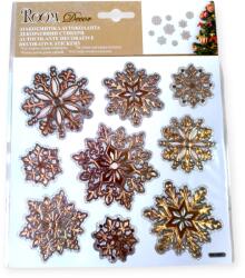  Karácsonyi ablakmatrica - Pezsgő színű hópelyhek (9 db, 18x18cm) (1245095)