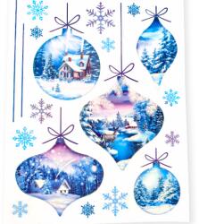  Kék karácsonyi ablakmatrica - irizáló csillogás, 30x42 cm (1228491)