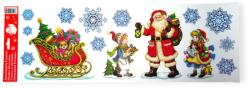  Karácsonyi ablakmatrica - Mikulás gyerekekkel, szánnal és hópelyhekkel 21x60cm (1183895)