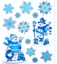  Csillogó hóemberes ablakmatrica - karácsonyi dekoráció 30x42 cm (1199109)