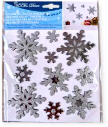 Ezüst hópihe karácsonyi matrica - 3D téli ablakdekoráció 10 db-os (1169966)