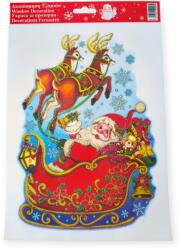  Karácsonyi ablakmatrica - Mikulás szánkóval, csillámos, 20x30cm (1206430)